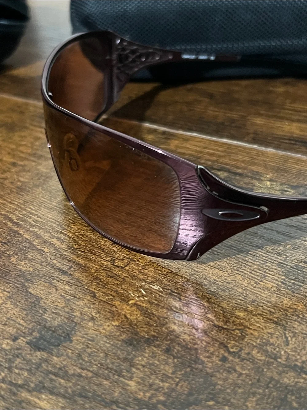 Oakley Brown Shield Sunglasses with Black Hard Case